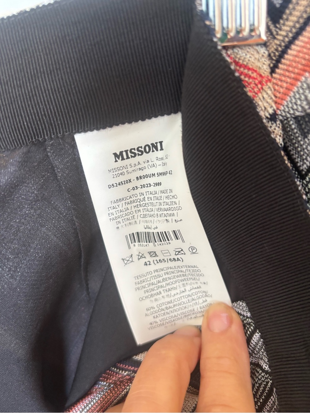 Missoni Multicolor Chevron Knit Trousers with Black Waistband
